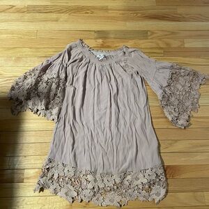 Muche Et Muchette Light Purple Long Sleeve Lace Top One Size
